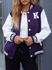 Veste femme col montant manches longues boutons deux tons polyester coupe-vent veste de baseball surdimensionnée