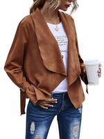 Veste Femme Col Rabattu Lacets Polyester Kaki Haut Femme