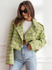 Veste Femme Col Rabattu Plaid Polyester Décontracté