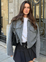 Veste Femme Col Rabattu Poches Manteau Polyester