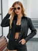 Veste Femme Col Rabattu Rivets Cuir PU