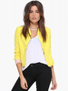 Veste Femme Couleur Jaune Blazer Manche Longue Veste Courte