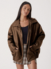 Veste Femme Oversize Col Rabattu Fermeture Éclair Cuir PU