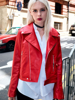 Veste Femme Veste en Cuir avec Manches Longues à Col Revers à Zip avec Boucles Unicolore avec Poches Veste Femme Sexy