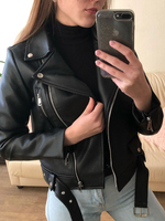 Veste Femme Veste en Cuir avec Manches Longues à Col Revers à Zip avec Boucles Unicolore avec Poches Veste Femme Sexy