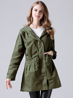 Veste Femmes à Capuche avec Manches Longues avec Poches Coupe Cintrée à Lacets Unicolore