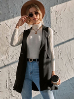 Veste Gilet Femmes à Col Revers Fermeture avec Boutons avec Poches sans Manches Unicolore