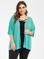 Veste Grande Taille Femme avec Manches Mi-longues Unicolore Veste Courte Cardigans Grande Taille Femme