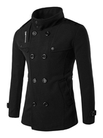 Veste homme 2021 Pardessus Hommes Casual Double boutonnage col montant pardessus Caban en coton bleu marine