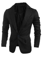 Veste homme Casual 2021 Blazer Col à revers Blazer homme Bouton avant noir