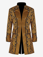 Veste Homme Costumes Rétro À Manches Longues En Jacquard Vintage Jaune