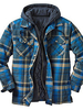 Veste Homme Plaid Glissière Polyester Beau Manteaux À Capuche