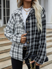 Veste Imprimé Carreaux Femme à Col Revers avec Manches Longues avec Boutons Bicolores Veste Femme