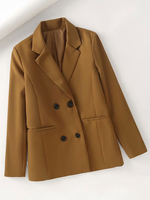 Veste Manteau Femmes à Col Revers avec Manches Longues avec Boutonnages Croisées Unicolore avec Poches