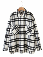 Veste Manteau Femmes Hivers Carreaux à Col Revers avec Manches Longues Fermeture avec Boutons avec Poches Bicolores