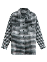 Veste Manteau Femmes Hivers Carreaux à Col Revers avec Manches Longues Fermeture avec Boutons avec Poches Bicolores