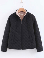 Veste Manteau Femmes Hivers Courte à Col Montant à Zip avec Manches Longues et Poches Unicolore Veste Manteau Femmes