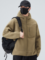 Veste Polaire À Capuche Homme Manteau Chaude Hiver Poche À Glissière Éclaire