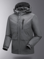 Veste Pour Homme À Capuche Fermeture Éclair En Polyester Décontracté Imperméable