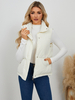 Veste Sans Manches Gilet Femme Col Montant Boutons Polyester
