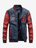 Vestes en cuir pour hommes Vestes aviateur à manches longues et à blocs de couleurs