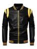 Vestes en cuir pour hommes Zipper en cuir PU épaissir élégant Moto en couches noir