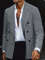 Vestes et manteaux hommes Casuel Plaid Noir Beau Col Rabattu