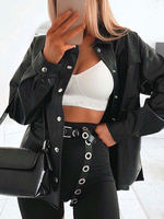 Vestes Femmes Col Rabattu Bouton Punk Street Wear Veste d\