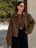 Vestes Femmes Col Rabattu Fermeture Éclair Décontractés Veste D