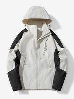 Vestes Homme Chic Color Block Décontracté À Capuche Beige Moderne