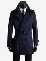 Vestes Hommes Manteaux Col Rabattu Confortable Bleu Foncé Double Boutonnage