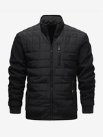 Vestes matelassées pour hommes à manches longues poche poitrine zippée verticale unique et poches latérales manteaux avec poignets et ourlet côtelés