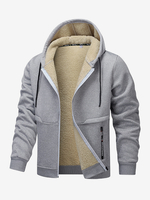 Vestes polaires à capuche pour hommes manches longues fermeture éclair manteaux dhiver