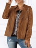 Vestes pour femmes Casual Street Wear Coffee Brown Zippers Turndown Collar Jacket For Women