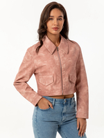 Vestes pour femmes col rabattu fermeture éclair décontractée rose lotus veste pour femmes