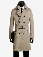 Vestes Pour Hommes Manteaux Ceinture Croisé Col Rabattu Chic Bleu Foncé Élégant