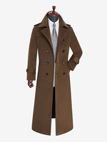 Vestes Pour Hommes Manteaux Long Croisé Col Rabattu Décontracté Camel Élégant