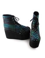 Vichy vert Lolita haute plate-forme avec Rivet Déguisements Halloween