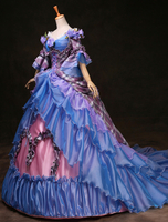 Victoria Robe Mascarade Renaissance médiévale Costume Rococo Marie Antoinette Déguisement rétro multicouche synthétique Déguisements Halloween