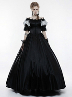 Victoria Robe Mascarade Renaissance médiévale Costume Rococo Marie Antoinette Déguisement Rétro Noir Dentelle Plissé Moyen Âge Robe de Soirée Déguisements Halloween