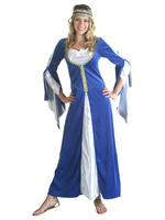 Vintage Costume Bleu Éclatant Renaissance en polyester de fêtes