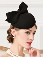 Vintage Costume chapeau laine Bow noués chapeau clapet bandeau noir Déguisements Halloween