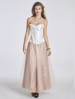 Vintage Costume Déguisements Halloween rétro femmes corset rose doux et longue jupe