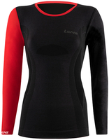 Lenz 6.0 Merino Round Neck Dames Longsleeve Noir Rouge L